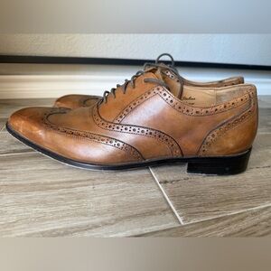 Vittorio Tan Leather Wingtip Brogue Oxfords